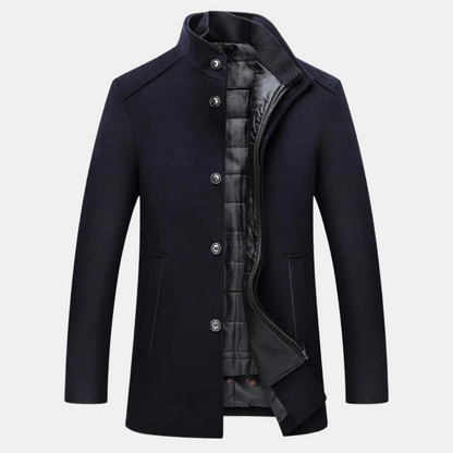 Herren Wintermantel Warm Eleganter Wollmantel Stehkragen