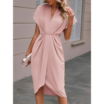 Elegantes Wickelkleid Damen Midi Länge - BerlinGlamour