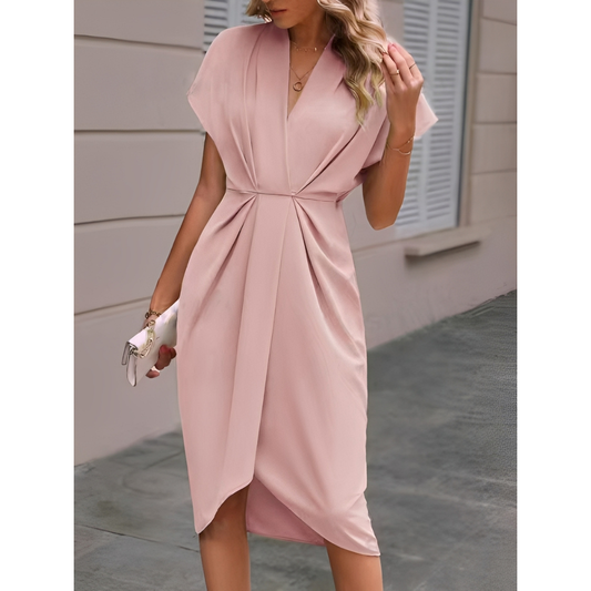 Elegantes Wickelkleid Damen Midi Länge - BerlinGlamour