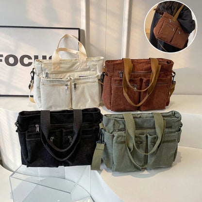 Einfache Cord Tragetasche Schwarz Groß - BerlinGlamour