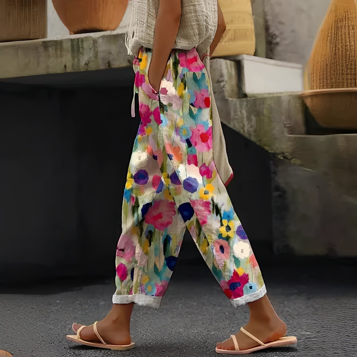 Damen Hose mit Taschen Stilvoll Elegant
