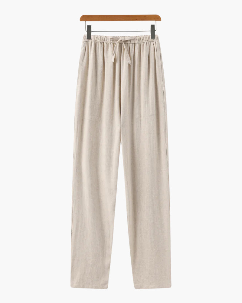 Herren Leinenhose Slim Fit Leicht Sommer Beige - BerlinGlamour