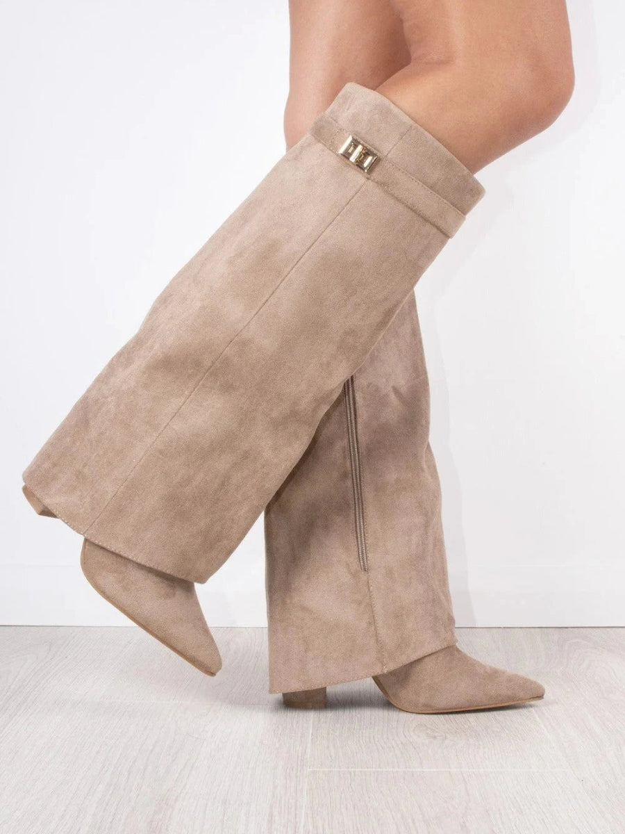 Damenstiefel Suede Elegant Gold