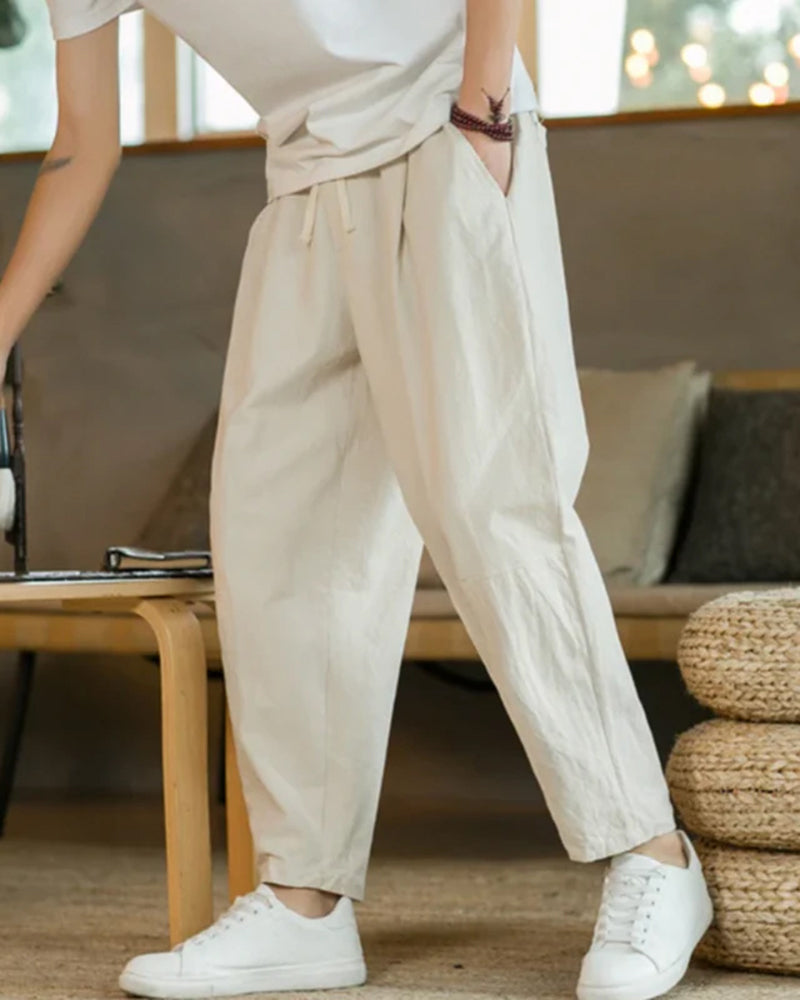 Locker geschnittene Sommerhose Plissee mit Kordelzug Bequem - BerlinGlamour