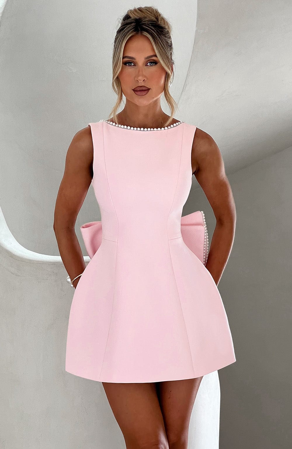 Damenkleid Hochzeitsgast Minikleid Struktur Optik - BerlinGlamour