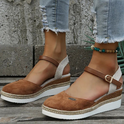 Vintage Sandalen Wedge Heels Damen Schuhe