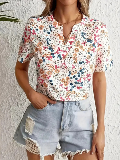 Bluse mit Knöpfen Blumenmuster Damen