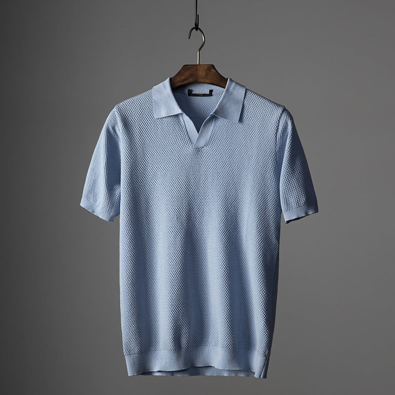 Herren Polohemd Lässig V-Ausschnitt Modern - BerlinGlamour