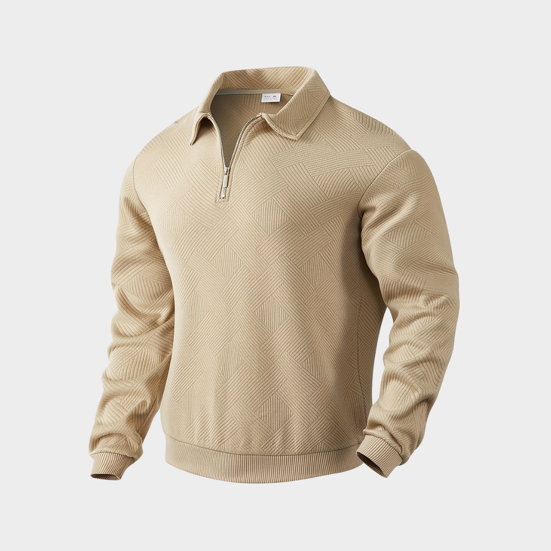 Herren Pullover Stehkragen Modern Halb-Reißverschluss