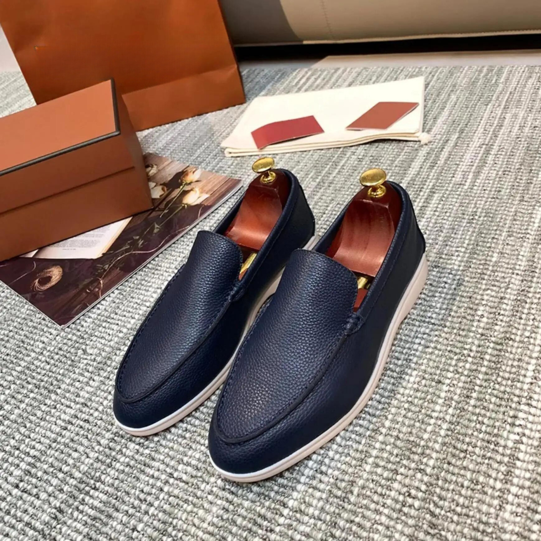 Herren Loafers Leder Schuhe Elegant Schwarz