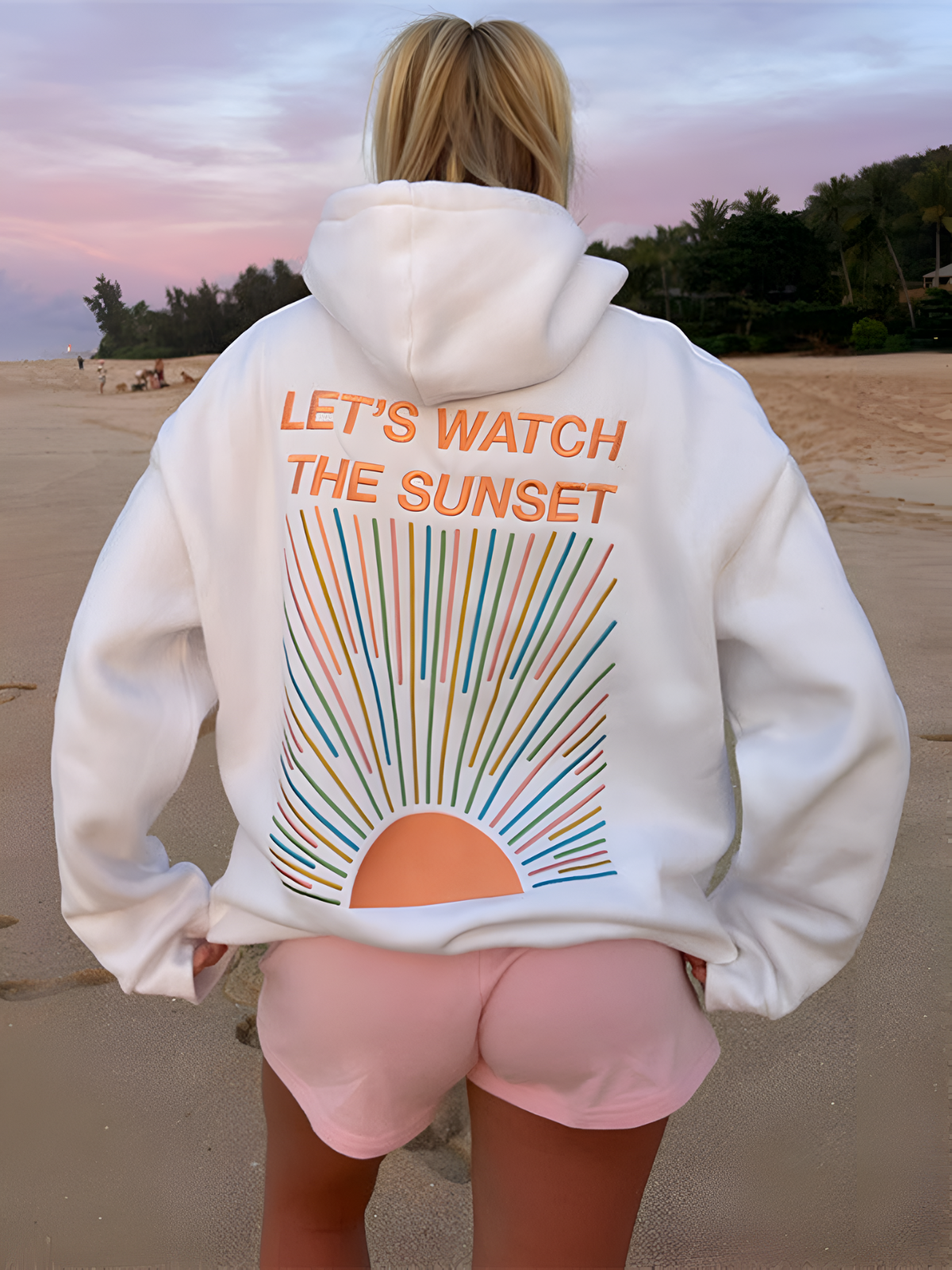Damen Hoodie Oversized Sunset Print Groß - BerlinGlamour