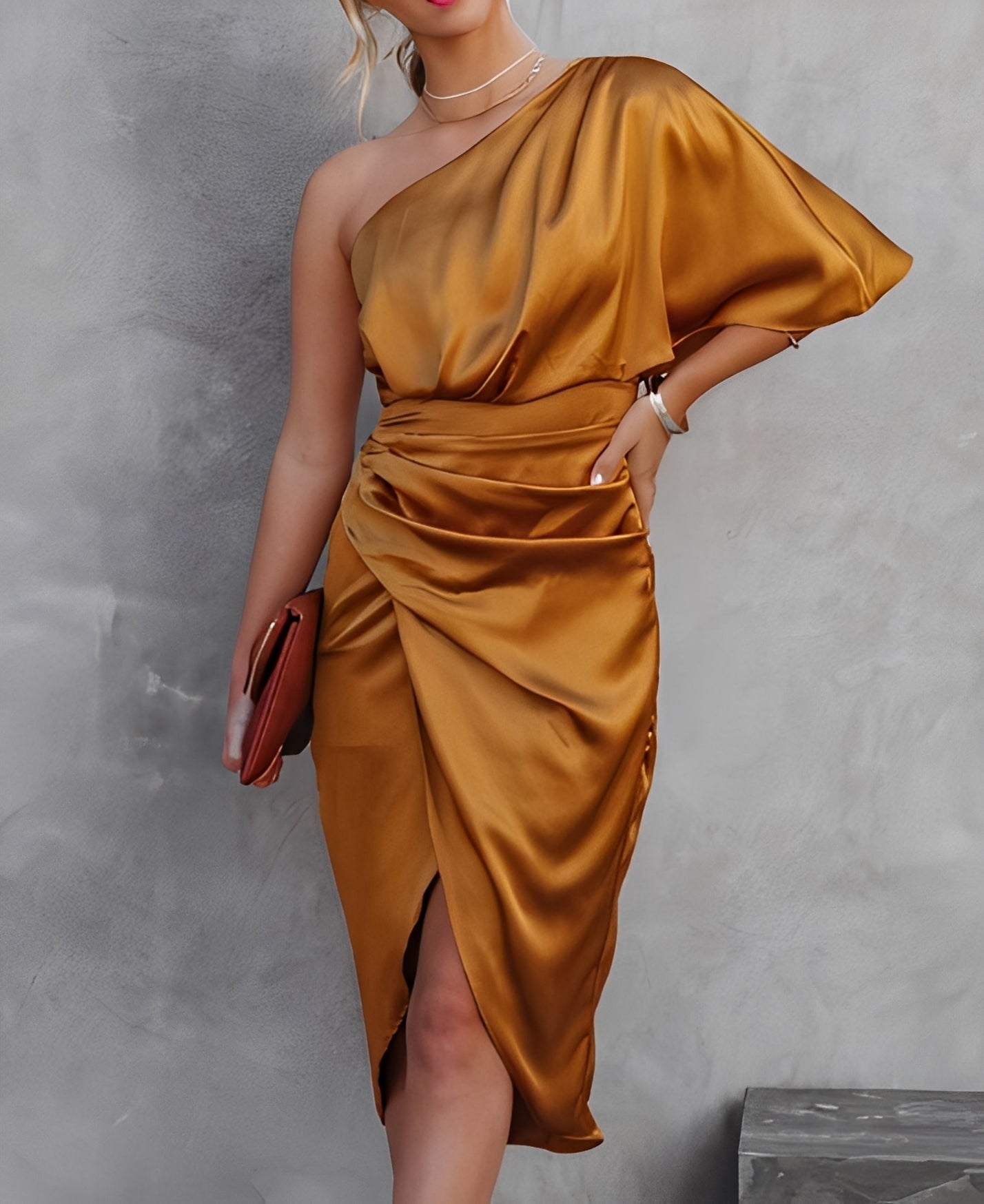 Elegantes Damenkleid Ungleichmäßig Asymmetrisch