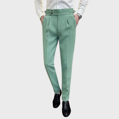Herrenhose kariert mit hoher Bund und Komfort