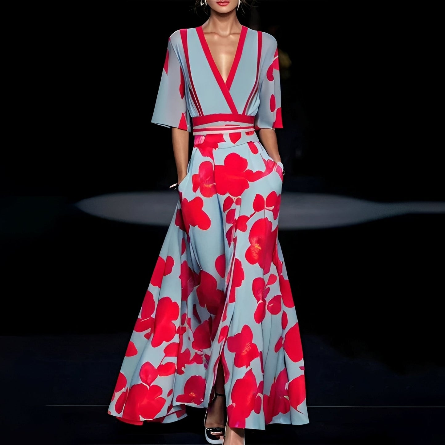Kurzarmkleid Damen Sommerkleid Stilvoll Elegannt