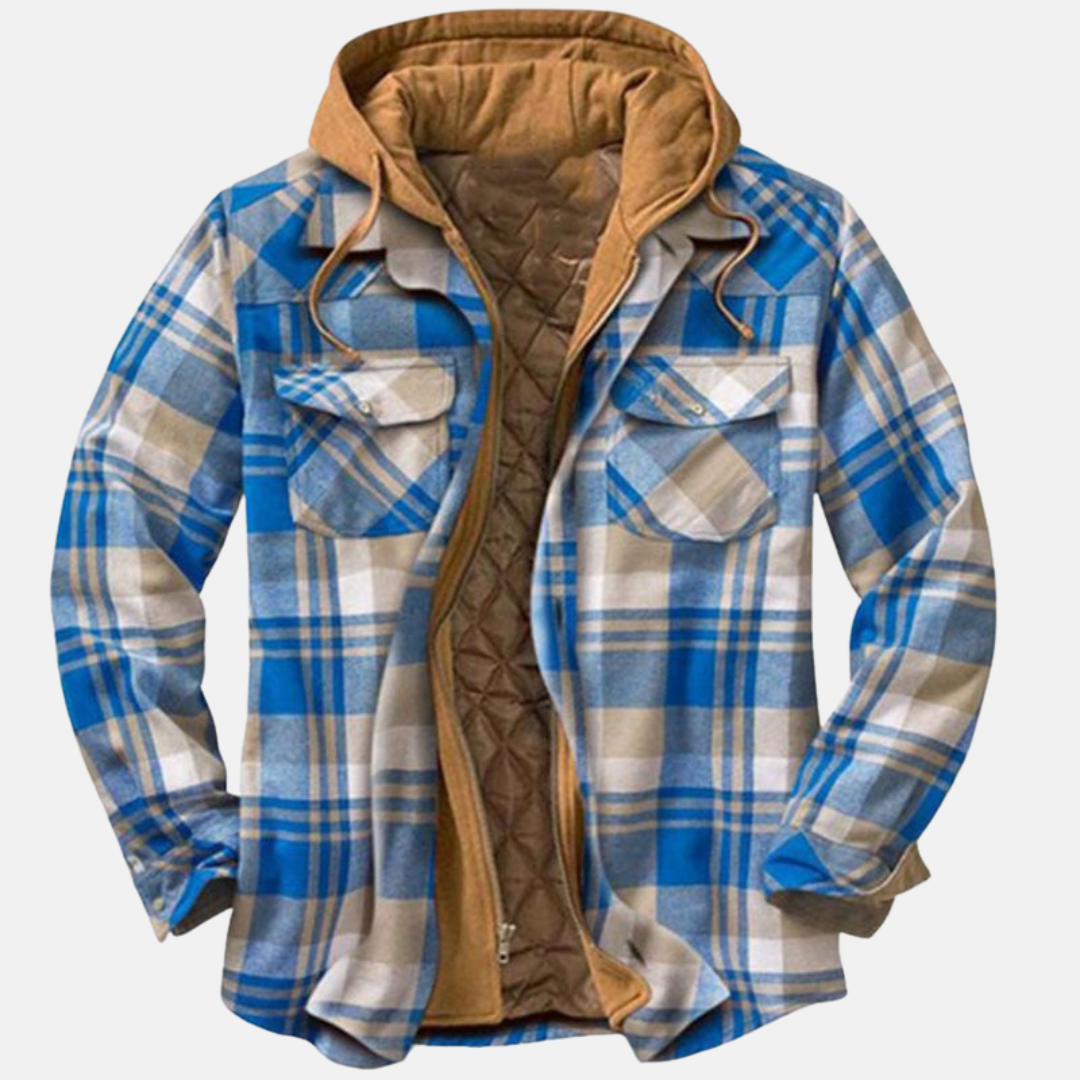 Herren Jacke Kariert Warm Lässig Knöpfbar
