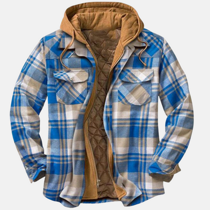 Herren Jacke Kariert Warm Lässig Knöpfbar