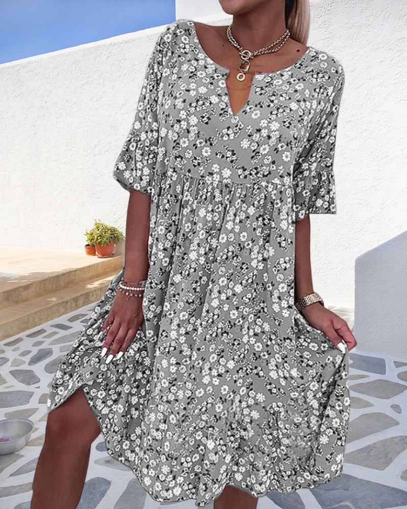 Sommerkleid Damen Blumenmuster Trendy Kurzkleid