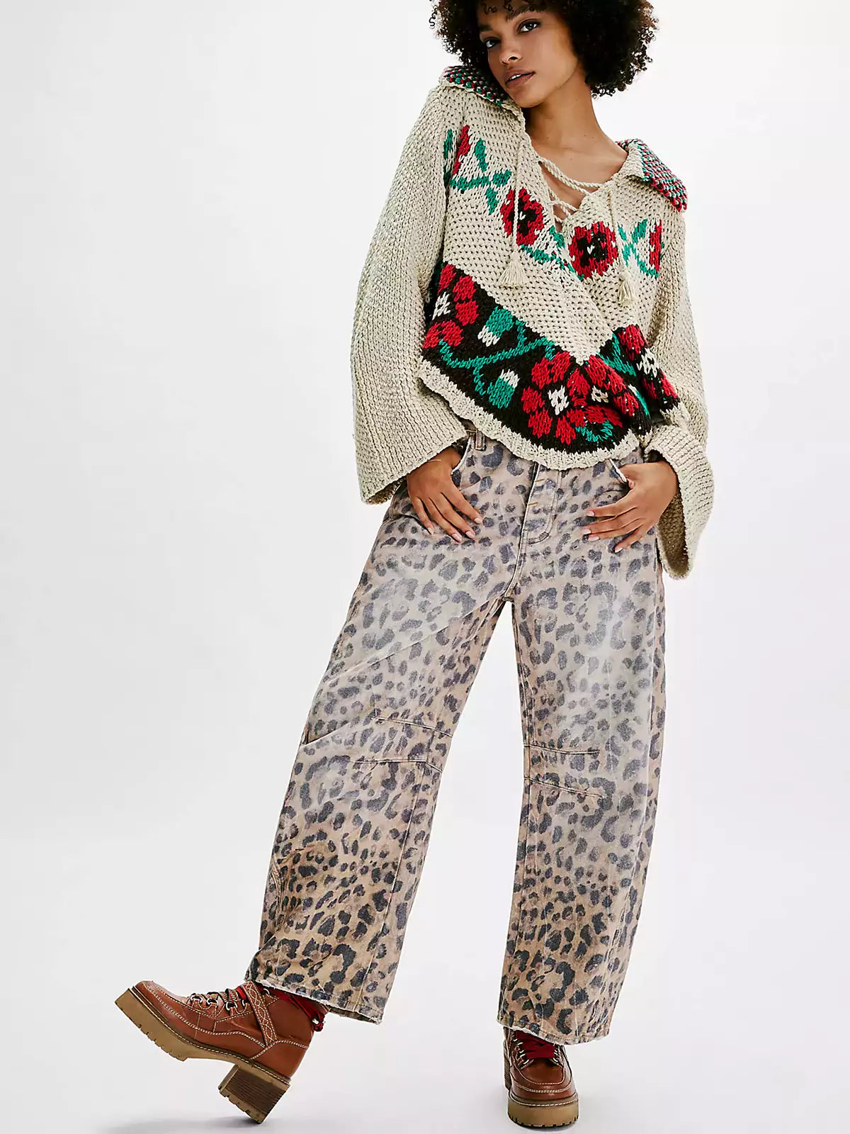 Damen Jeans Weitbein Bedruckt Trendy