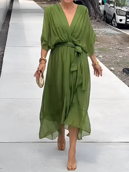 Elegante Wickelkleider Damen Midi Länge Zeitlos