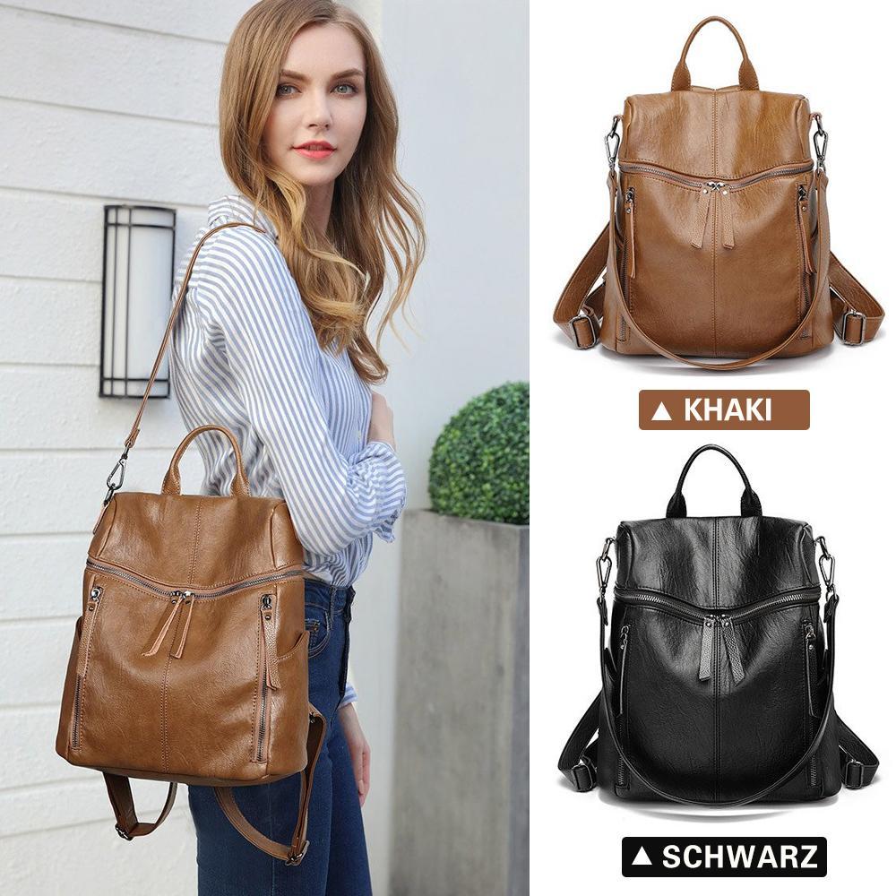 Großer Leder Rucksack Kapazitiv Modern