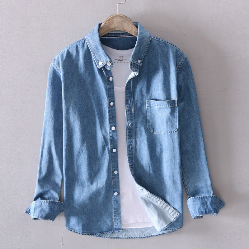 Herren Jeanshemd Langarm Bequem Modern