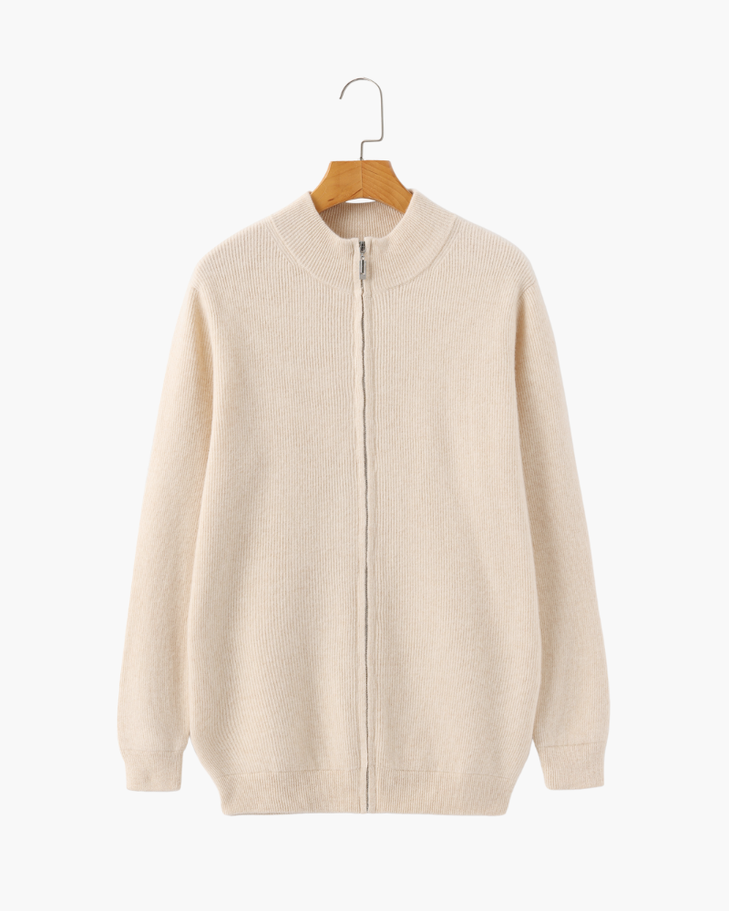 Herren Strickjacke Kaschmir Rippenstrick Modern