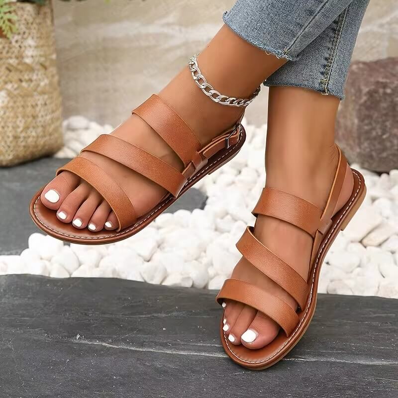 Sommer Sandale Damen Bequem mit Knöchelriemen