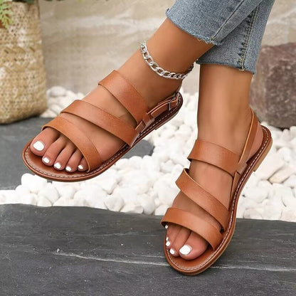 Sommer Sandale Damen Bequem mit Knöchelriemen