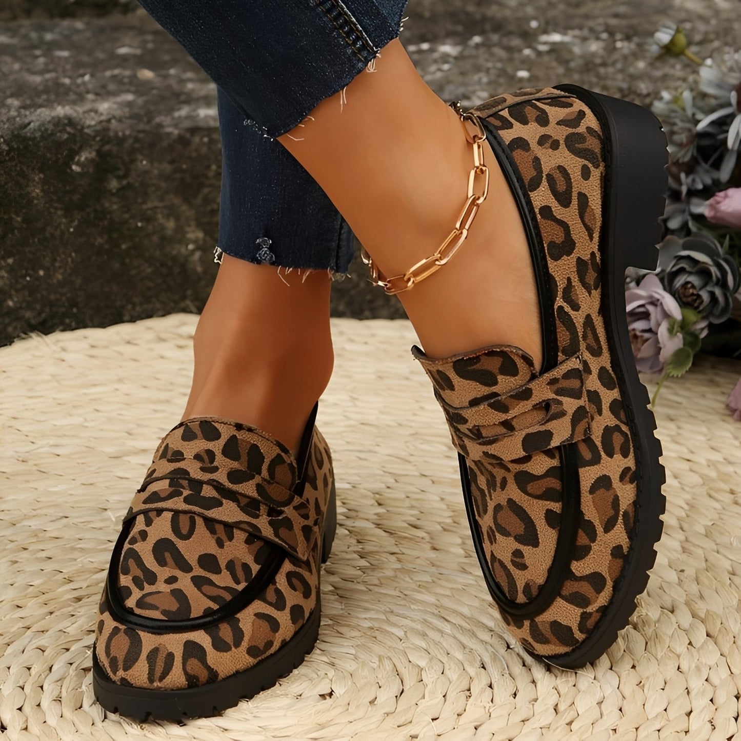 Damen Mokassins Stilvoll mit Blumenprint - BerlinGlamour