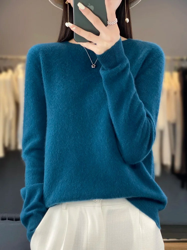 Damen Pullover Rundhals Weich und Elegant