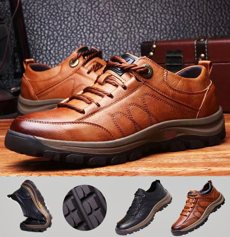 Leder Sneaker Männer Handgenäht Echtleder Schwarz
