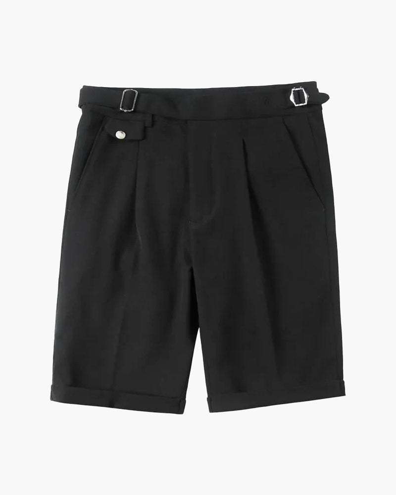 Maßgeschneiderte Plisseeshorts mit Seitenschnallen Elegant - BerlinGlamour
