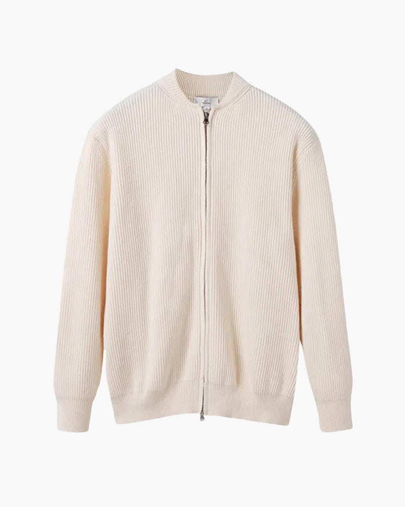 Herren Strickjacke Stehkragen Rippstrick Reißverschluss - BerlinGlamour