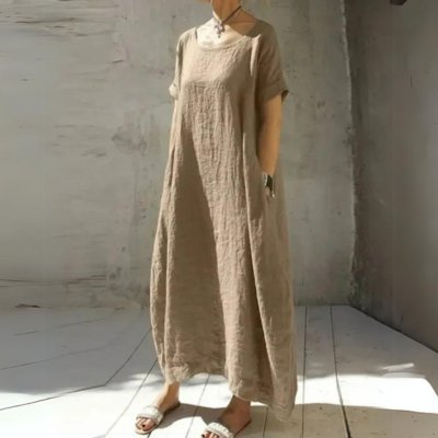Taupefarbenes Leinenkleid von BerlinGlamour im lässigen Stil