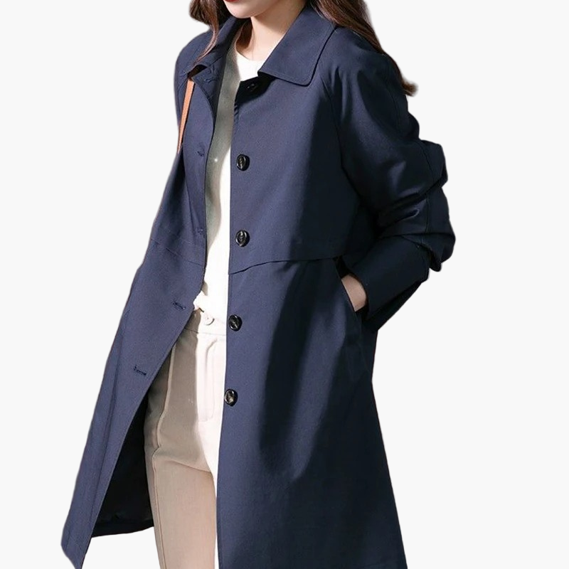 Damen Wintermantel Klassisch Button-Up Schwarz - BerlinGlamour