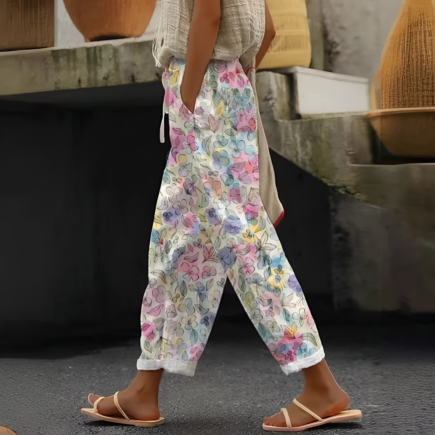 Damen Hose mit Taschen Stilvoll Elegant