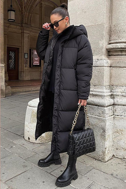 Langer Daunenmantel Warm Gesteppert Damen Wintermantel - BerlinGlamour