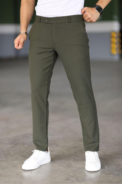 Slim Fit Chinos Hose Dunkelgrün - BerlinGlamour