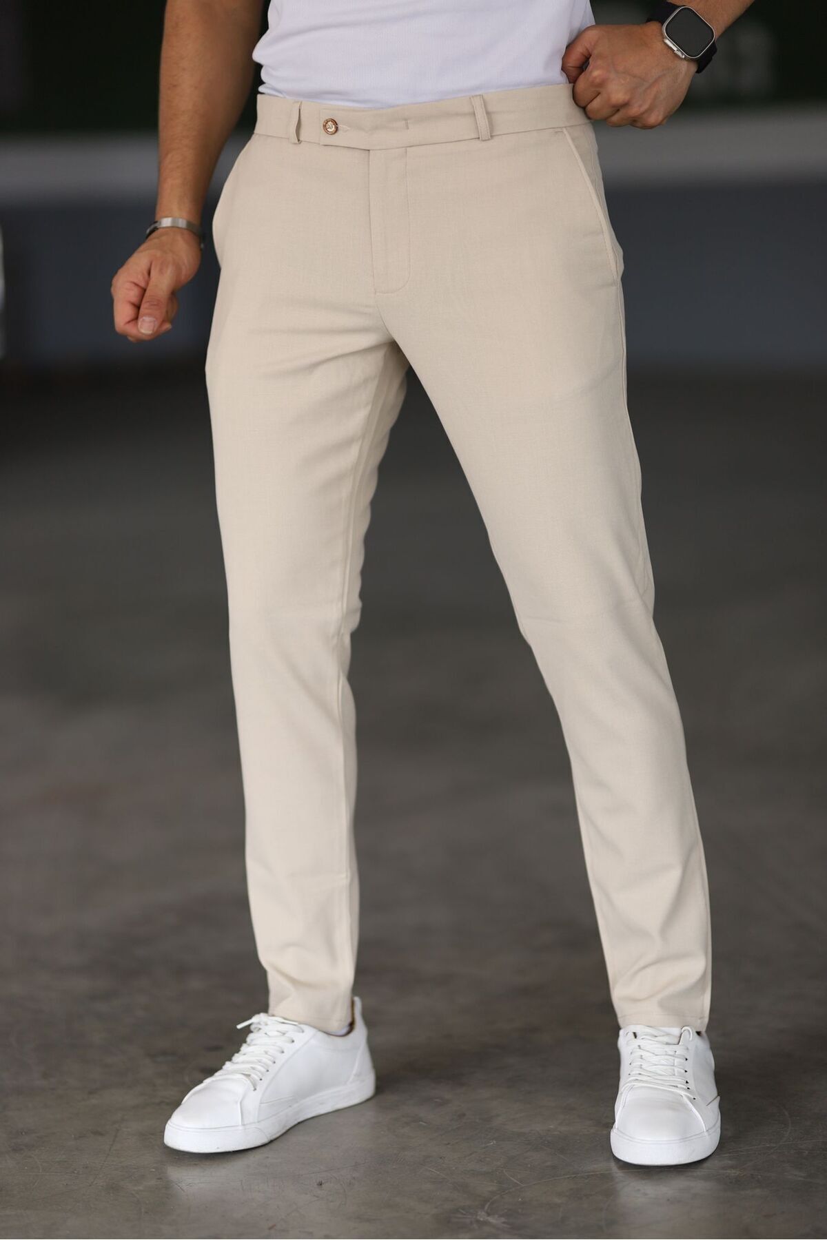 Slim Fit Chinos Beige Herrenhose - BerlinGlamour