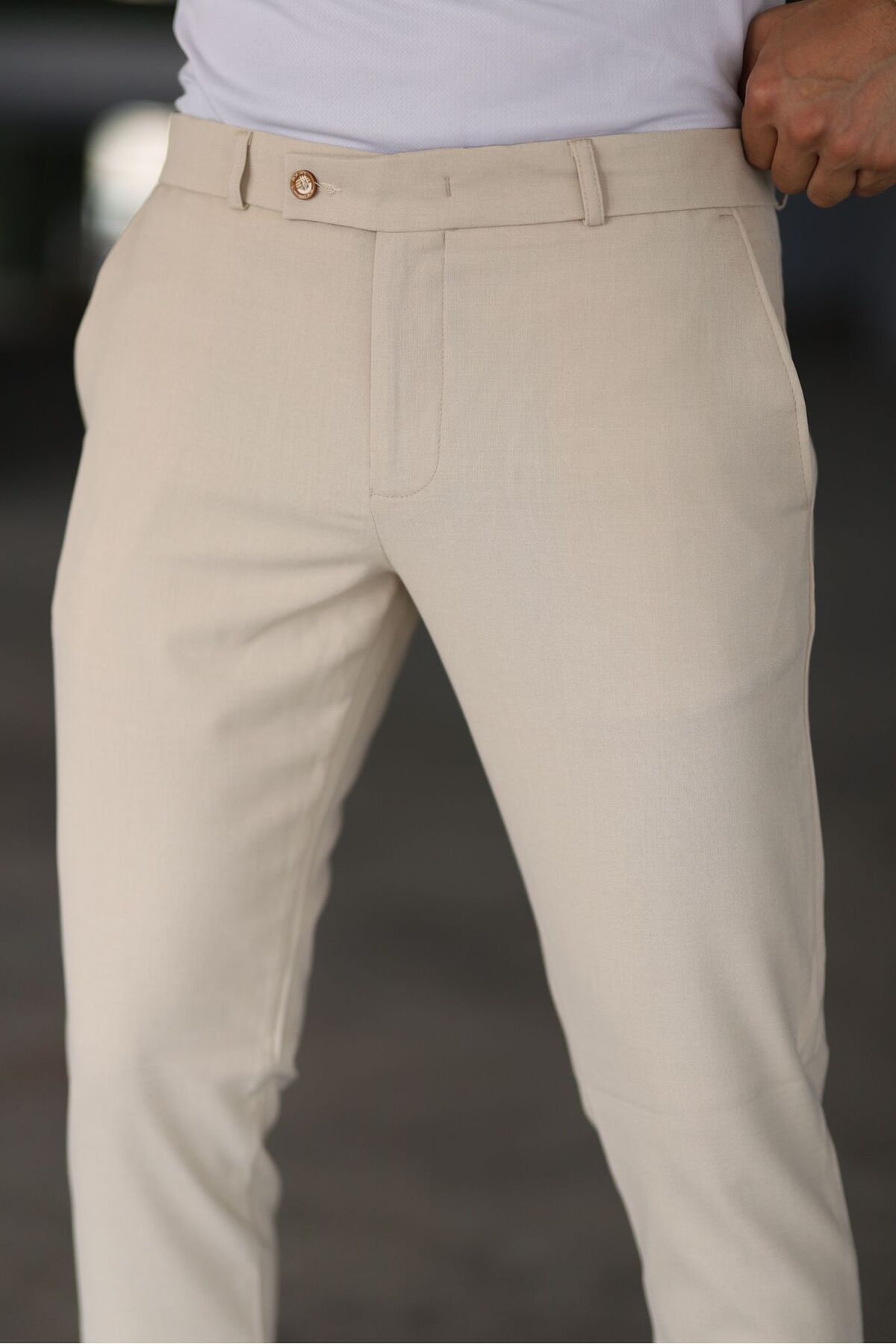 Slim Fit Chinos Beige Herrenhose