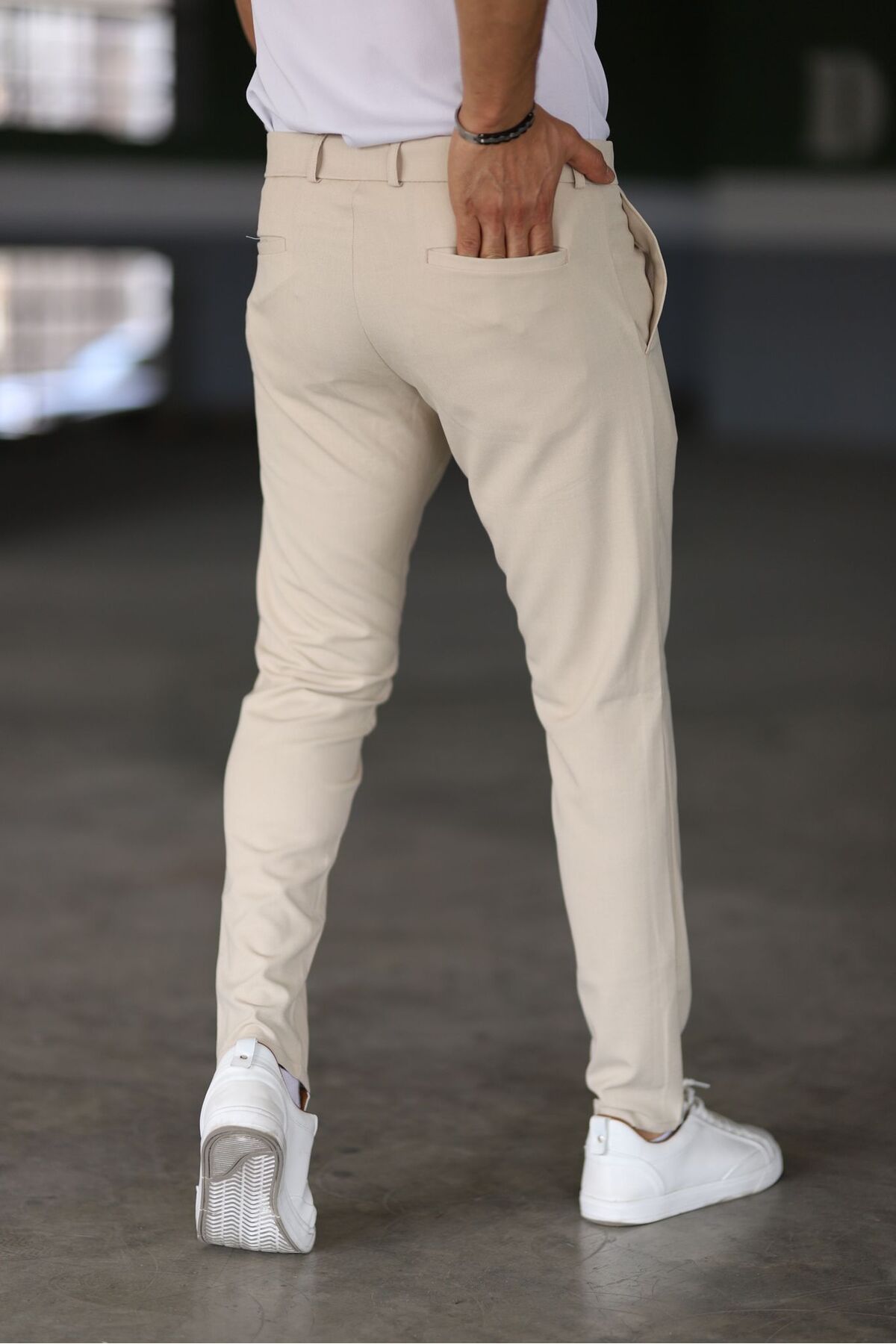 Slim Fit Chinos Beige Herrenhose
