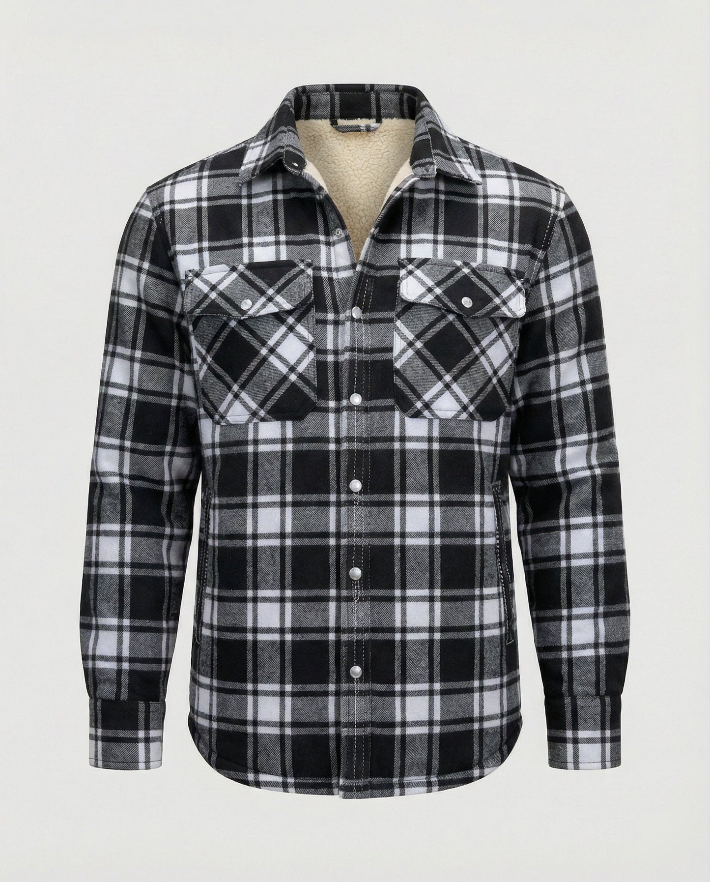 Karierte Winterjacke Fleece Gefüttert Warm