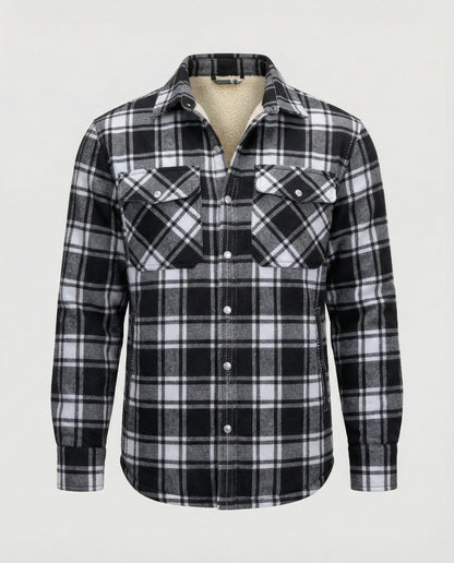 Karierte Winterjacke Fleece Gefüttert Warm