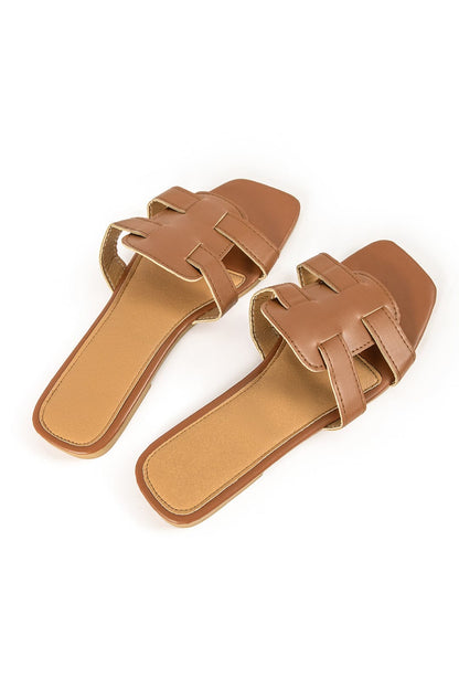 Braune Slides Damen Cut-Out-Design Elegant