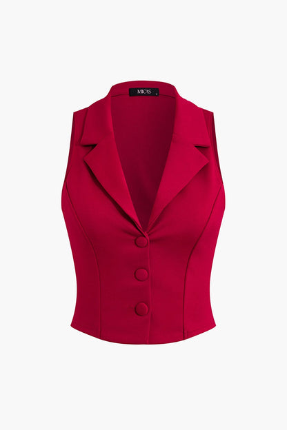 Damen Zweiteiler Set Weste Faltenrock Elegant
