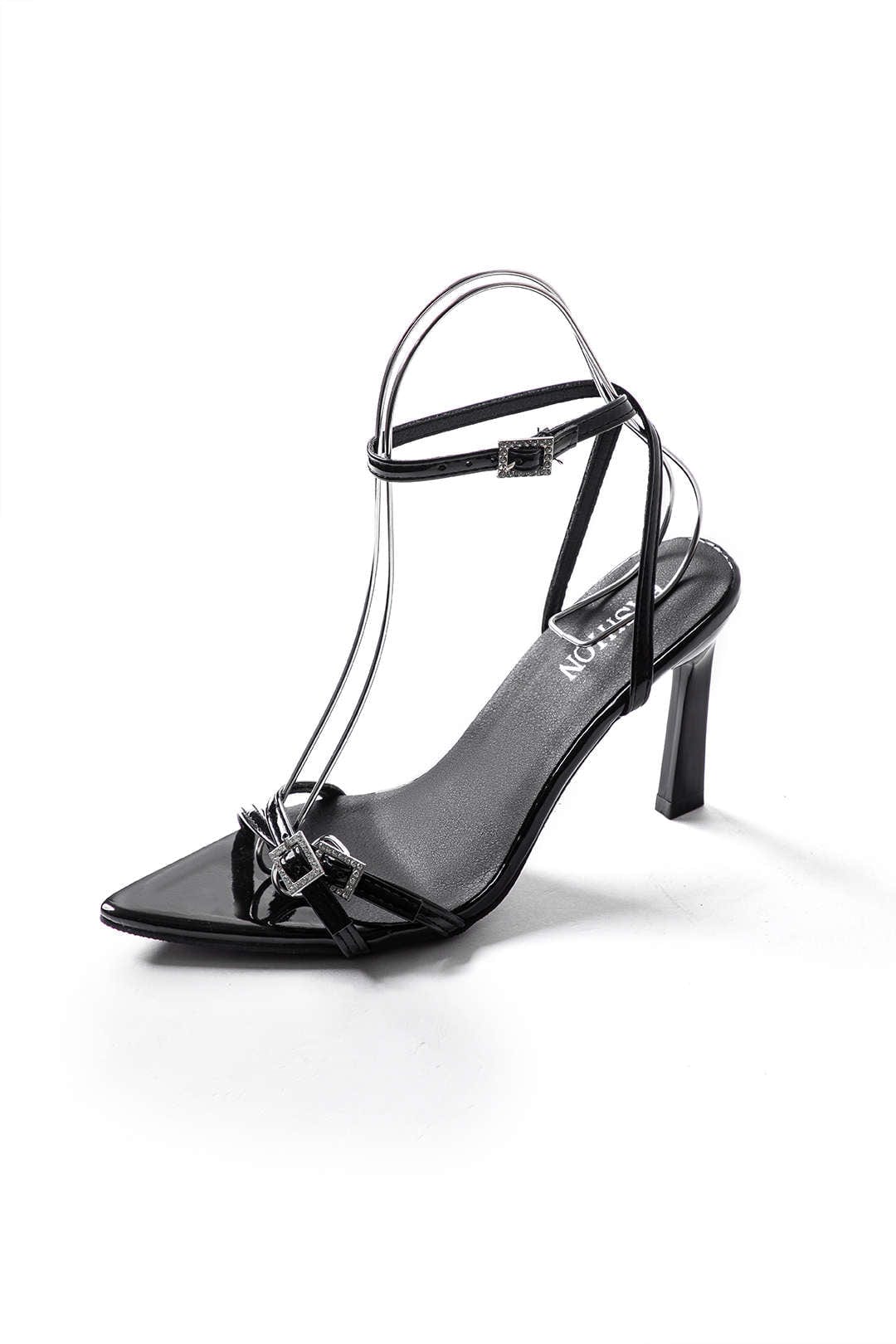 Lackleder Stilettos mit goldenen Schnallen Damen Schuhe