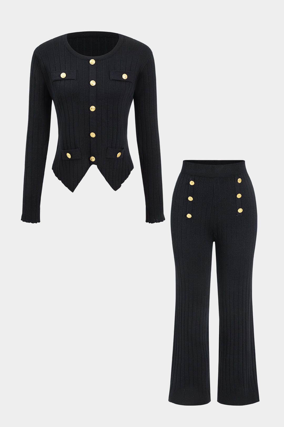 Elegantes Damen-Zweiteiler-Set Strickjacke und Hose - BerlinGlamour