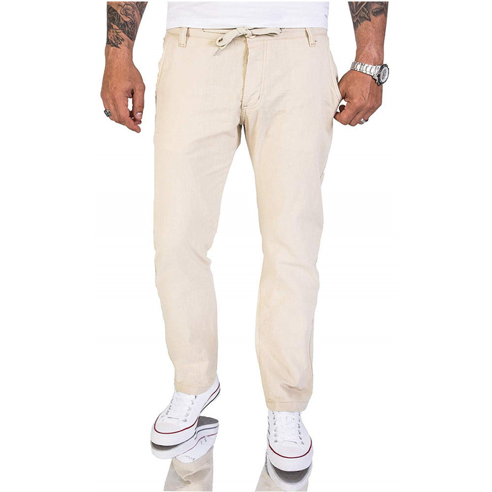 Herren Hose Bequem Baumwoll Casual Einfarbig
