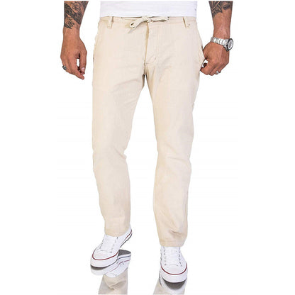 Herren Hose Bequem Baumwoll Casual Einfarbig