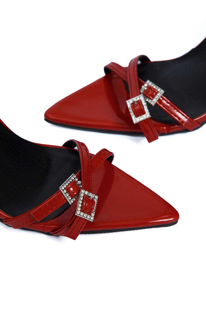 Lackleder Stilettos mit goldenen Schnallen Damen Schuhe